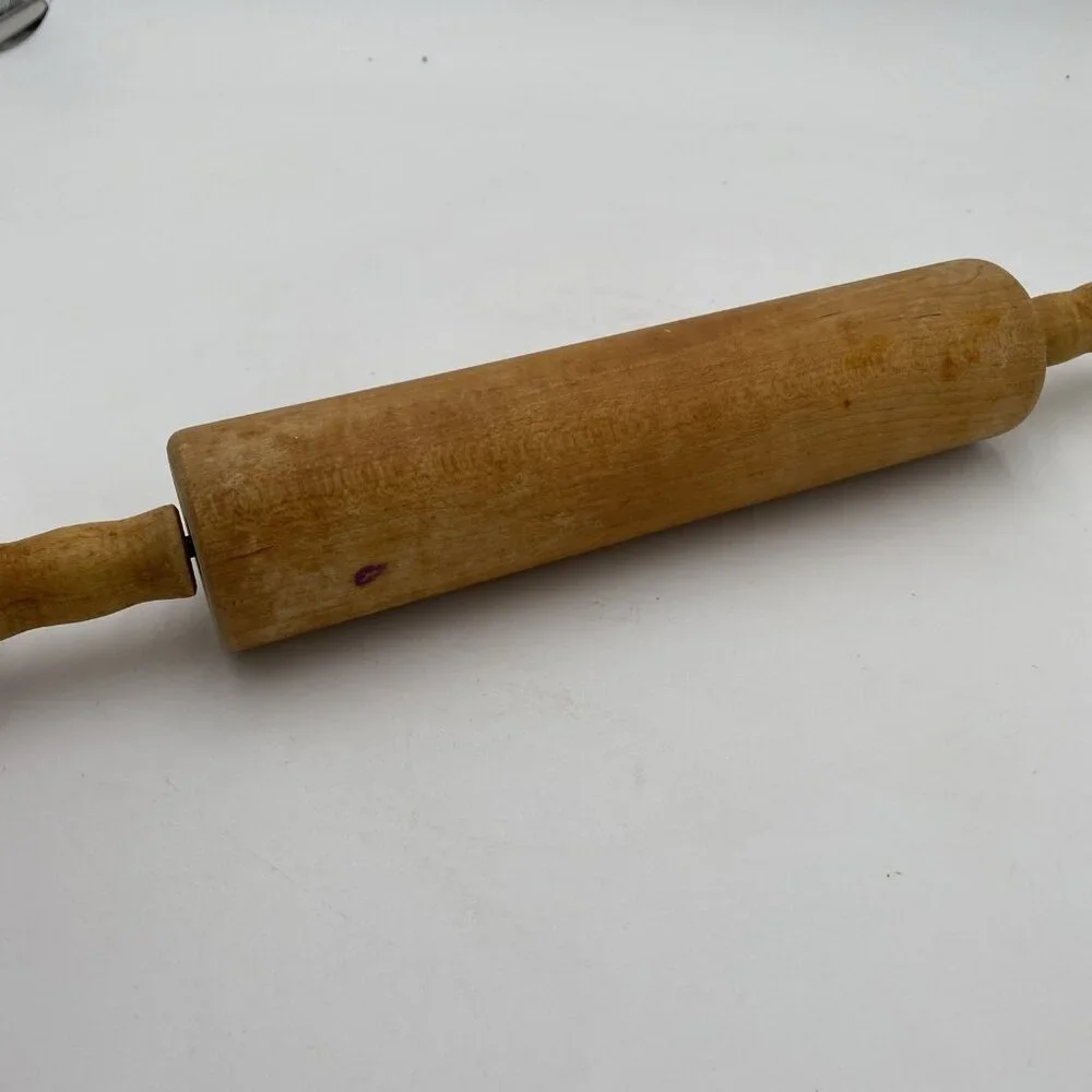 Vintage Wood Rolling Pin Handles Farmhouse Country Primative Wooden 16
